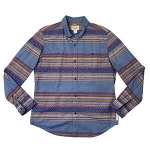 Koto Shirt Mens L Large Striped Button Down Collar Cotton Abstract Aztec Printed